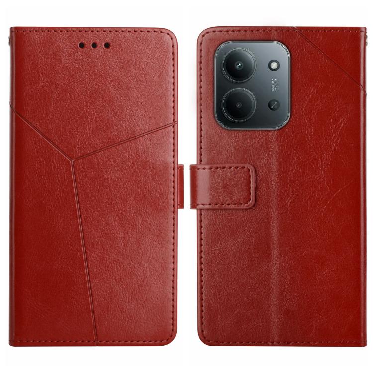 

For Redmi 15C 5G / 4G EU 173mm Y-shaped Pattern Flip Leather Phone Case(Brown)