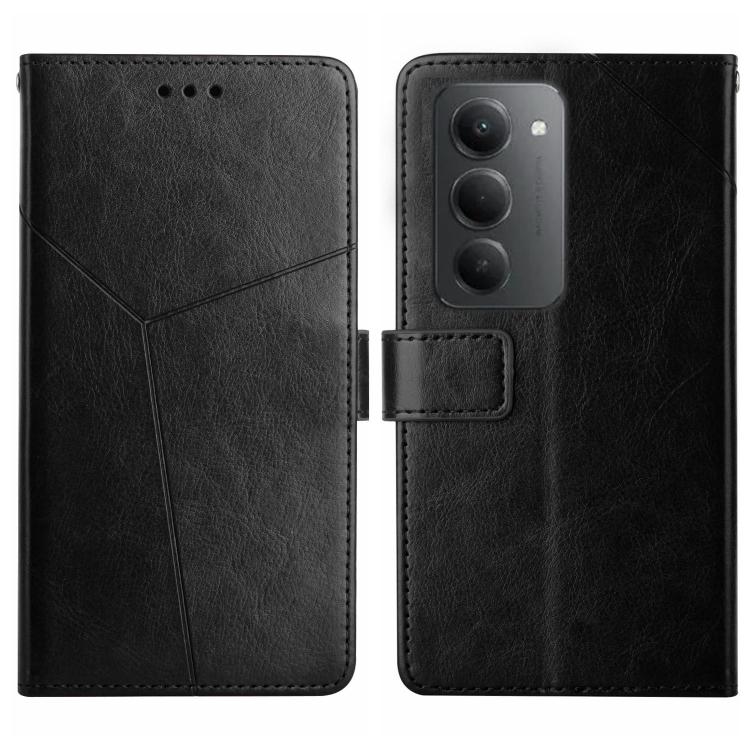 

For Redmi 15 5G Global / 15 4G SEA Y-shaped Pattern Flip Leather Phone Case(Black)