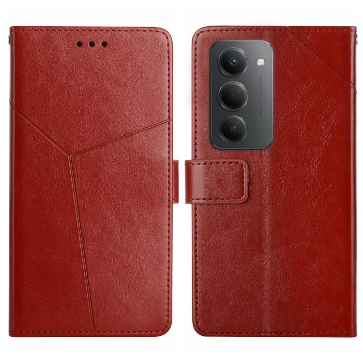 

For Redmi 15 5G Global / 15 4G SEA Y-shaped Pattern Flip Leather Phone Case(Brown)