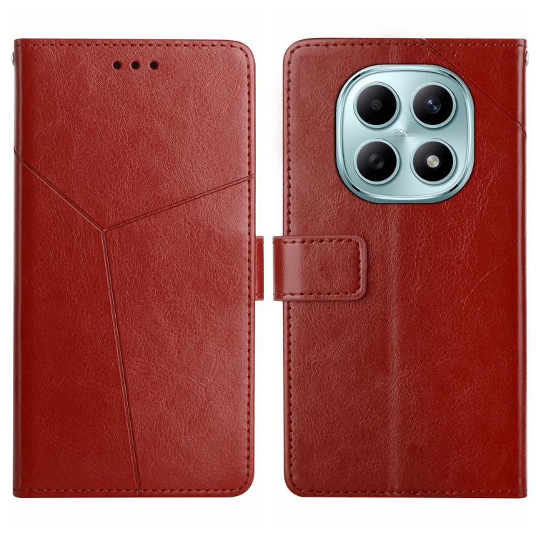 

For Redmi Note 15 5G Global 164mm Y-shaped Pattern Flip Leather Phone Case(Brown)