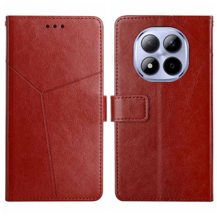 

For Redmi Note 15 Pro+ 5G Global 163.3mm Y-shaped Pattern Flip Leather Phone Case(Brown)