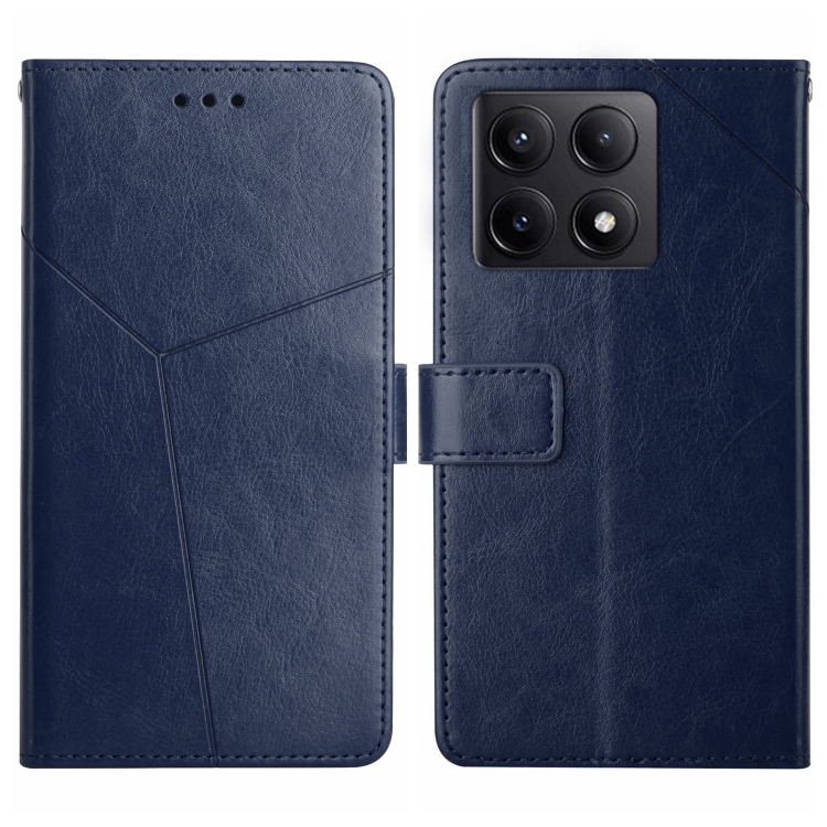 

For Xiaomi 14T 5G Global Y-shaped Pattern Flip Leather Phone Case(Blue)