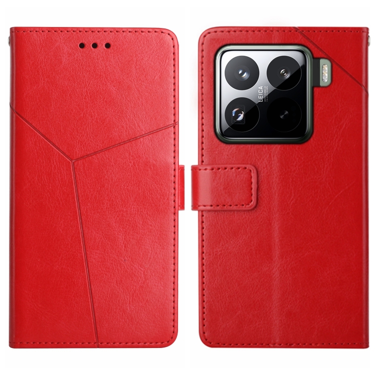 

For Xiaomi 15 Pro Y-shaped Pattern Flip Leather Phone Case(Red)