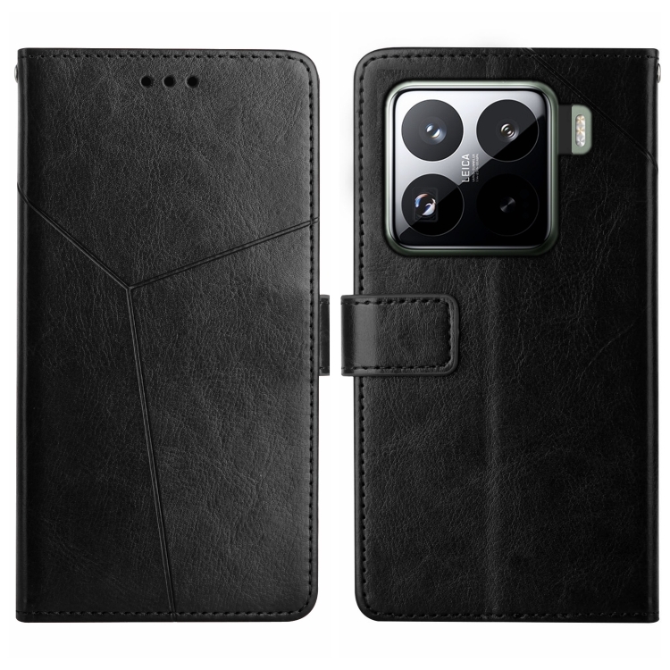 

For Xiaomi 15 Y-shaped Pattern Flip Leather Phone Case(Black)