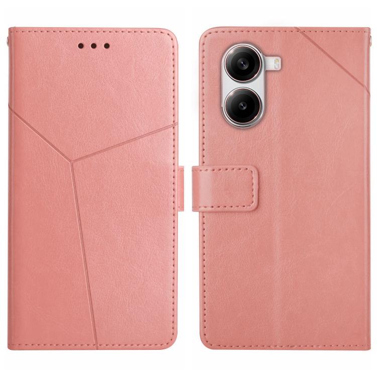 

For Xiaomi Poco X7 Pro Y-shaped Pattern Flip Leather Phone Case(Pink)