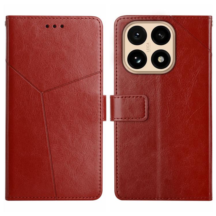 

For Xiaomi 15T Y-shaped Pattern Flip Leather Phone Case(Brown)
