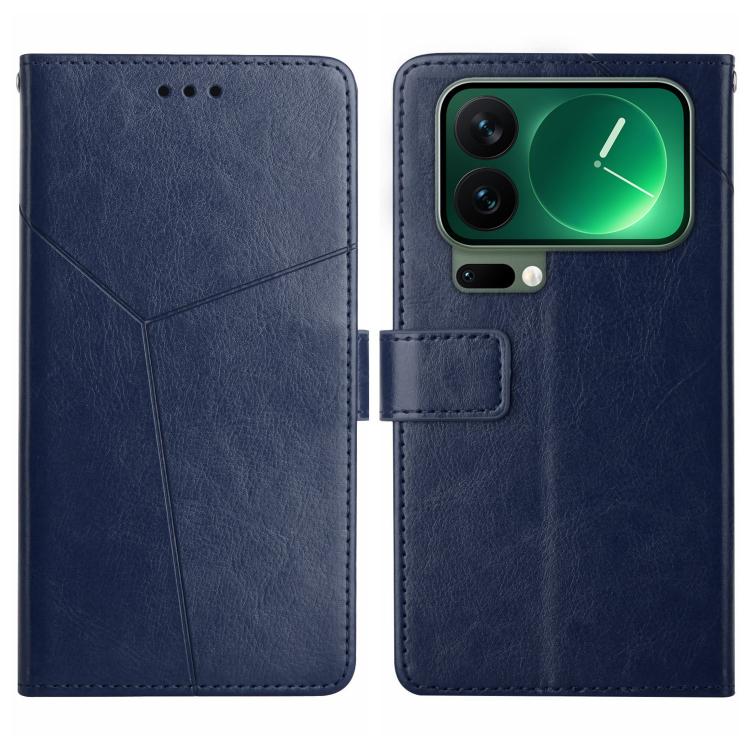 

For Xiaomi 17 Pro Max Y-shaped Pattern Flip Leather Phone Case(Blue)