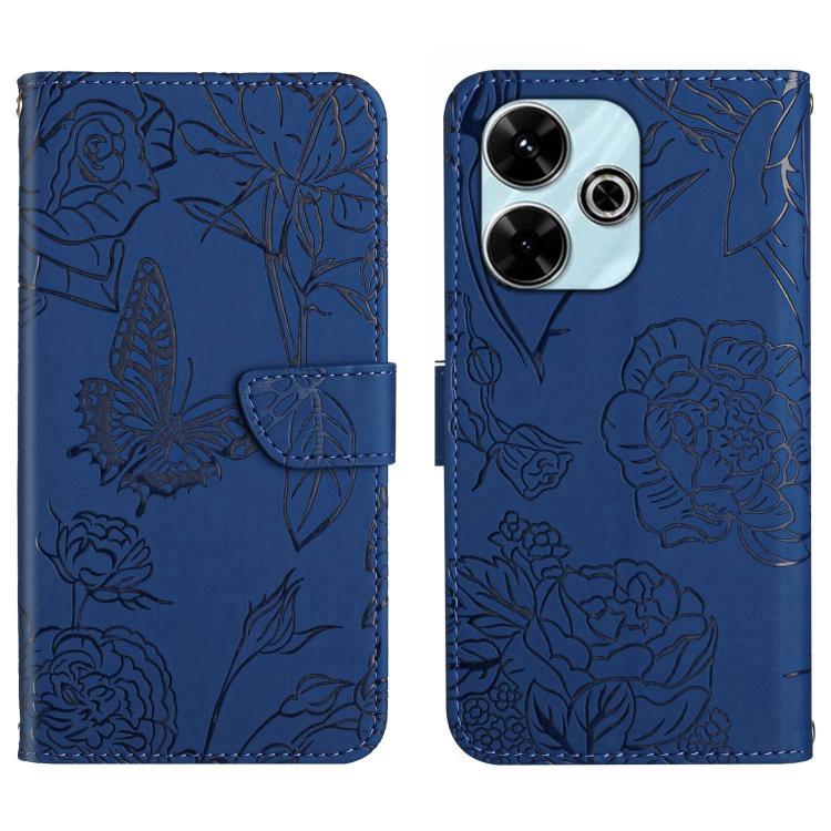 

For Redmi 13x Skin Feel Butterfly Embossed Flip Leather Phone Case(Blue)