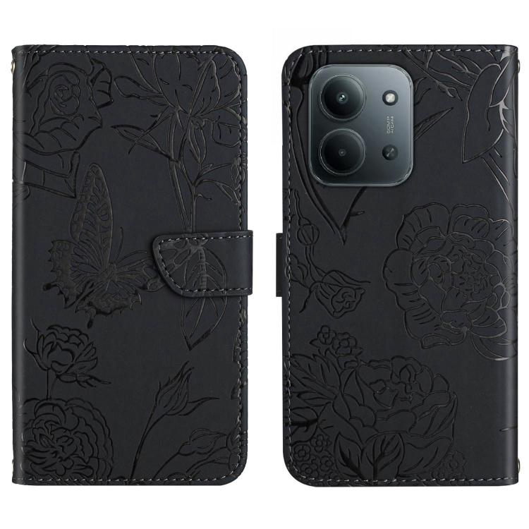 

For Redmi 15C 5G / 4G Global 171mm Skin Feel Butterfly Embossed Flip Leather Phone Case(Black)