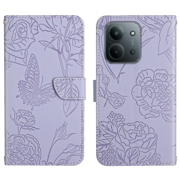 

For Redmi 15C 5G / 4G EU 173mm Skin Feel Butterfly Embossed Flip Leather Phone Case(Purple)