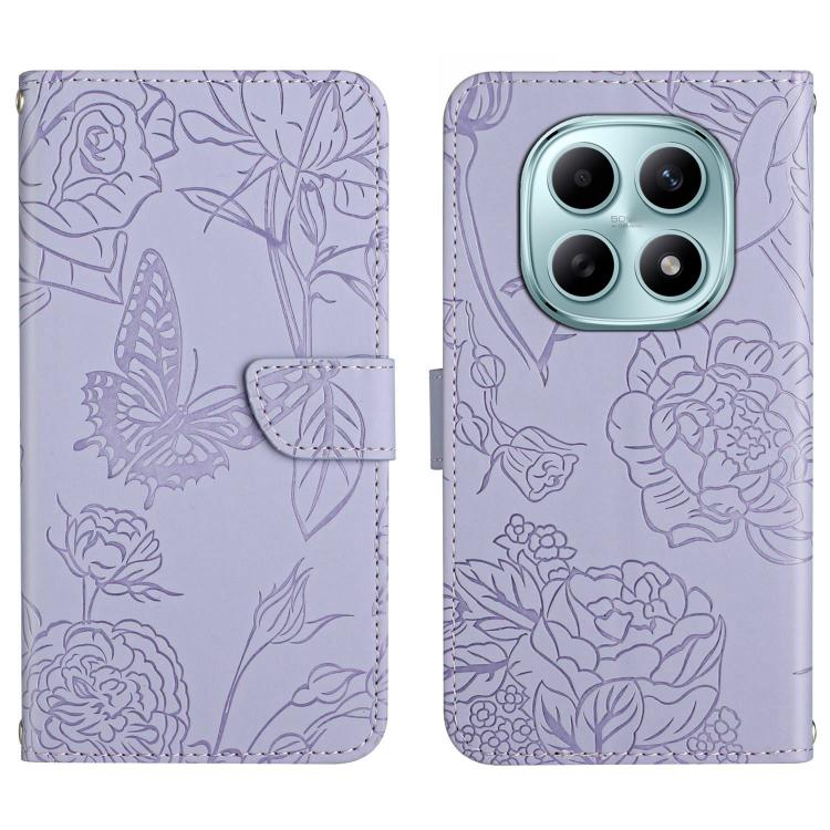 

For Redmi Note 15 5G Global 164mm Skin Feel Butterfly Embossed Flip Leather Phone Case(Purple)