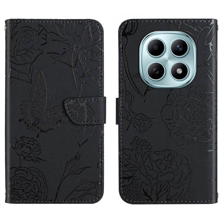 

For Redmi Note 15 5G Global 164mm Skin Feel Butterfly Embossed Flip Leather Phone Case(Black)