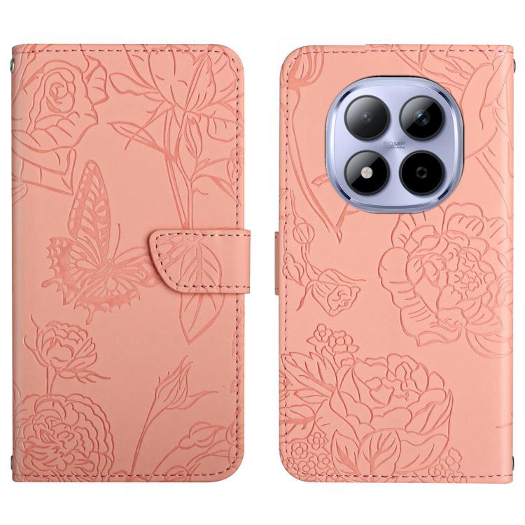 

For Redmi Note 15 Pro 5G Global 163.6mm Skin Feel Butterfly Embossed Flip Leather Phone Case(Pink)