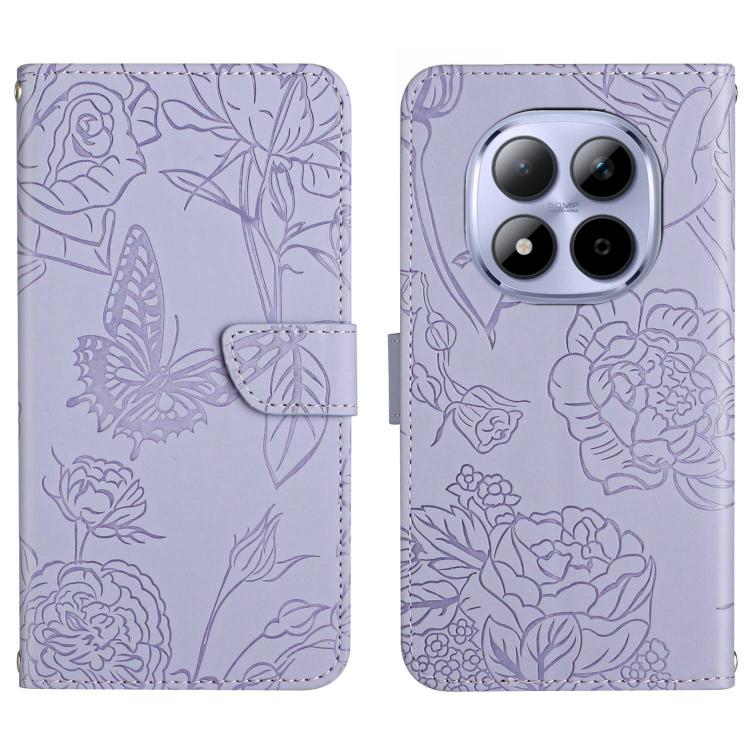 

For Redmi Note 15 Pro+ 5G Global 163.3mm Skin Feel Butterfly Embossed Flip Leather Phone Case(Purple)