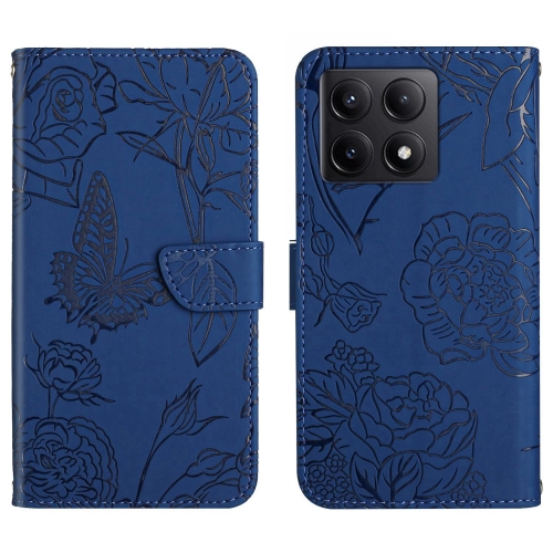 

For Xiaomi 14T 5G Global Skin Feel Butterfly Embossed Flip Leather Phone Case(Blue)