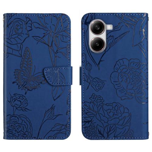 

For Xiaomi Poco X7 Pro Skin Feel Butterfly Embossed Flip Leather Phone Case(Blue)