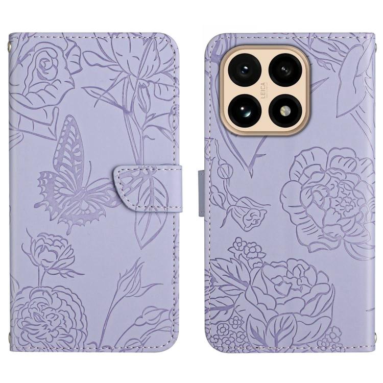 

For Xiaomi 15T Skin Feel Butterfly Embossed Flip Leather Phone Case(Purple)