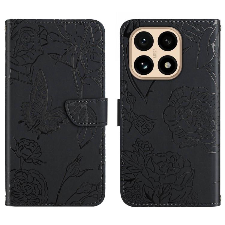 

For Xiaomi 15T Skin Feel Butterfly Embossed Flip Leather Phone Case(Black)