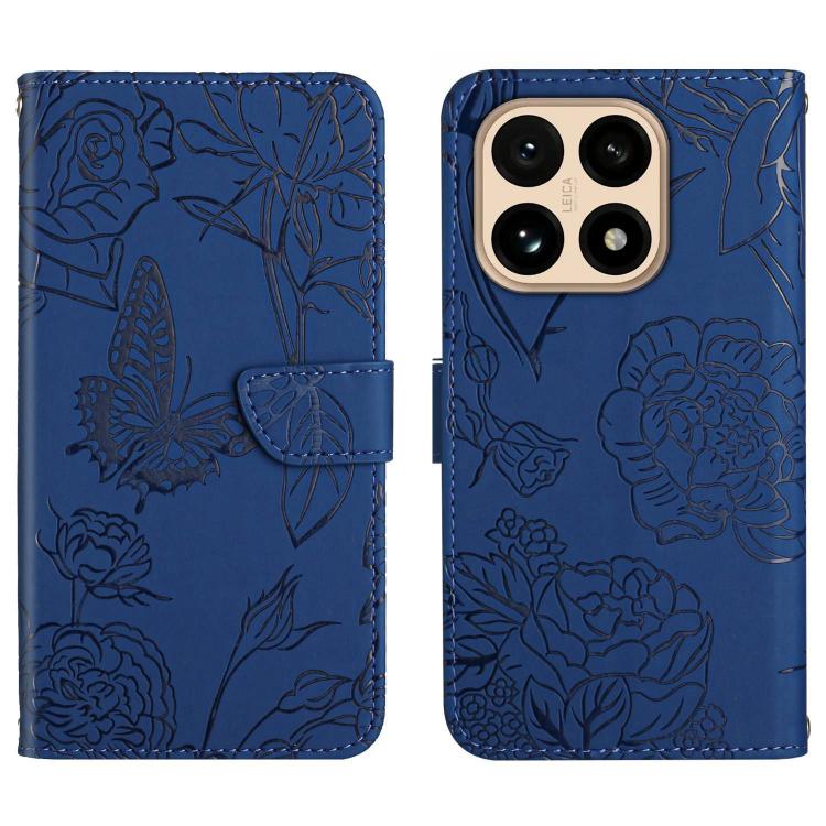 

For Xiaomi 15T Skin Feel Butterfly Embossed Flip Leather Phone Case(Blue)