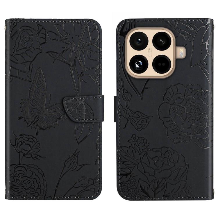 

For Xiaomi 15T Pro Skin Feel Butterfly Embossed Flip Leather Phone Case(Black)