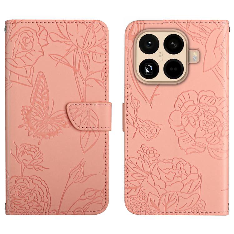 

For Xiaomi 15T Pro Skin Feel Butterfly Embossed Flip Leather Phone Case(Pink)