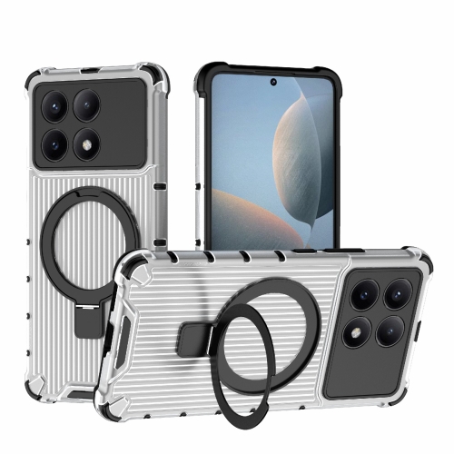 

For Redmi K70e 5G Grating Holder Shockproof Phone Case(Transparent)