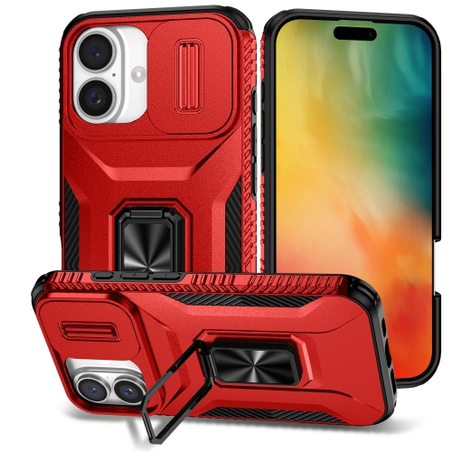 

For iPhone 16 Plus Sliding Camshield Holder Phone Case(Red)