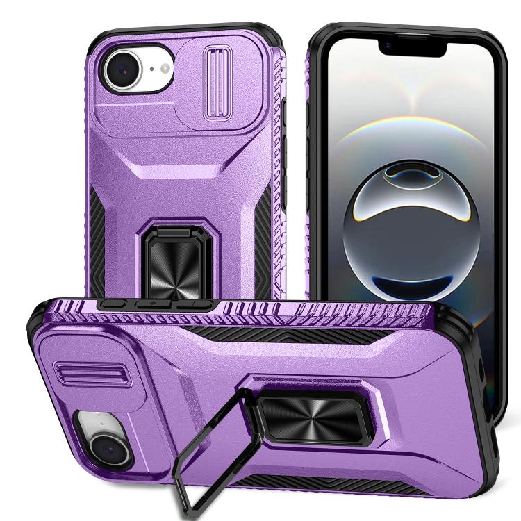 

For iPhone 16e Sliding Camshield Holder Phone Case(Purple)