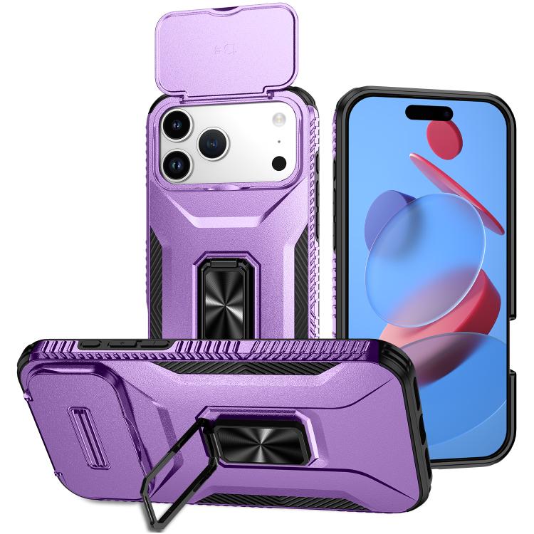 

For iPhone 17 Pro Max Sliding Camshield Holder Phone Case(Purple)
