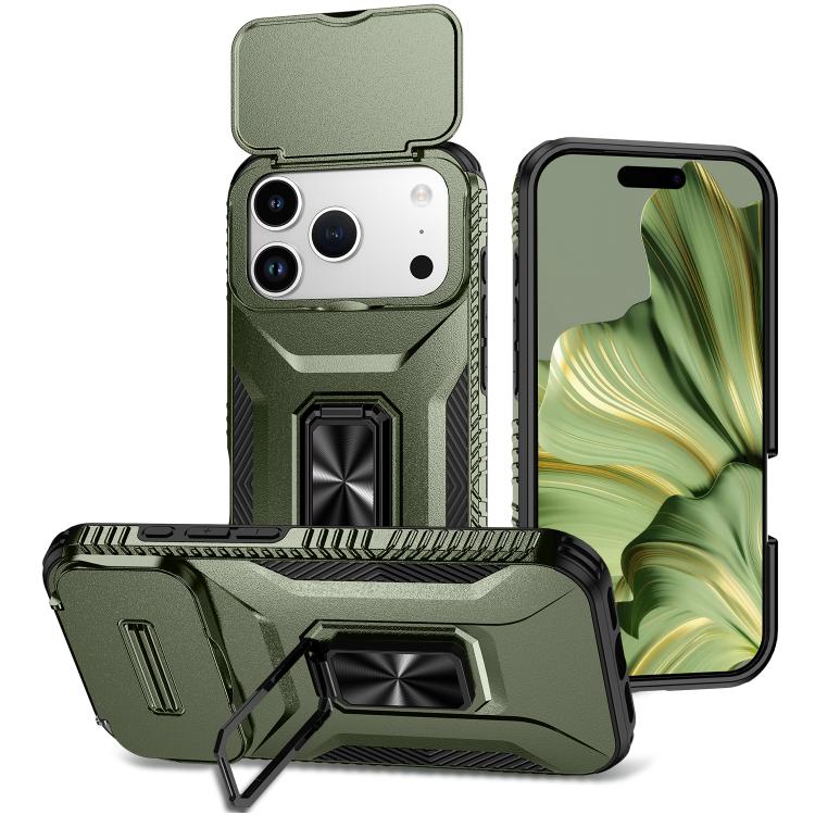 

For iPhone 17 Pro Sliding Camshield Holder Phone Case(Alpine Green)