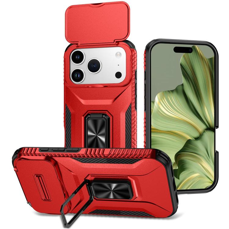 For iPhone 18 Pro Max Sliding Camshield Holder Phone Case(Red)