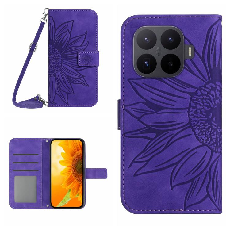 For Xiaomi 17T Pro 5G Skin Feel Sun Flower Embossed Flip Leather Phone Case with Lanyard(Dark Purple) — купить у Sunsky-online WW