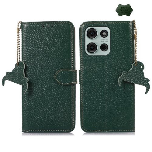 

For Motorola Moto G75 5G Genuine Leather Litchi Texture RFID Leather Phone Case(Green)