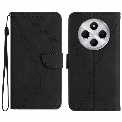 

For Redmi 14C 4G Stitching Embossed Leather Phone Case(Black)