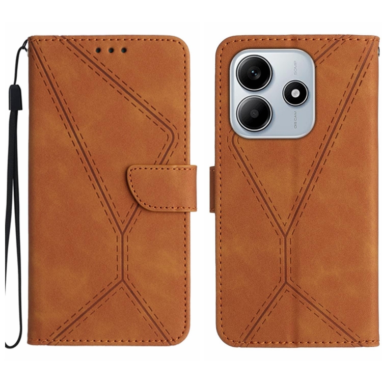 

For Redmi Note 14 5G Stitching Embossed Leather Phone Case(Brown)
