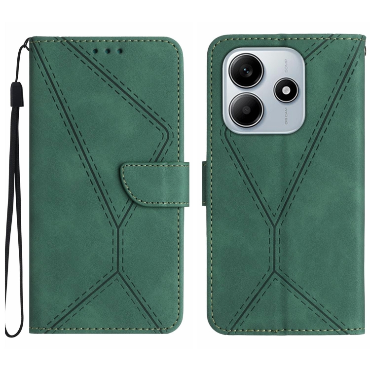 

For Redmi Note 14 5G Stitching Embossed Leather Phone Case(Green)