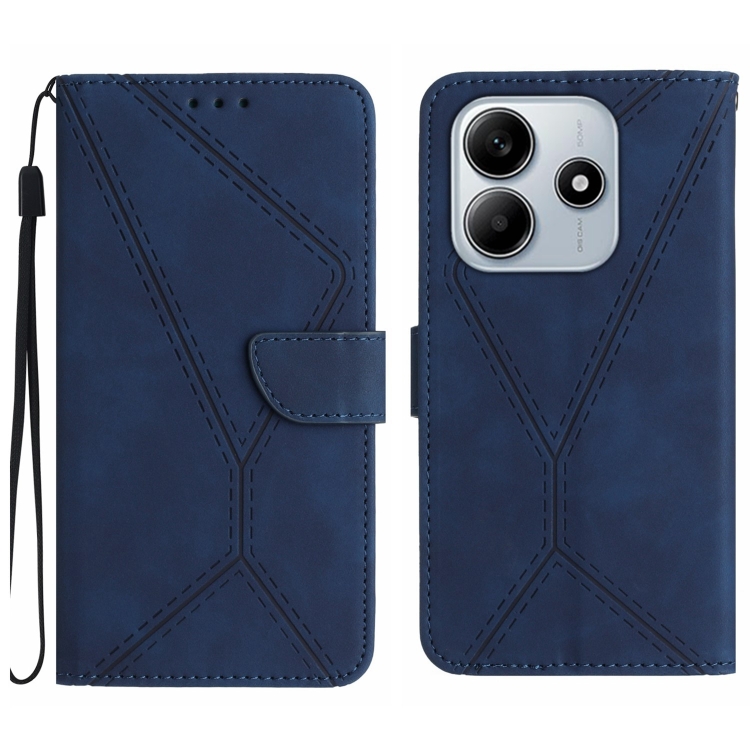 

For Redmi Note 14 5G Stitching Embossed Leather Phone Case(Blue)