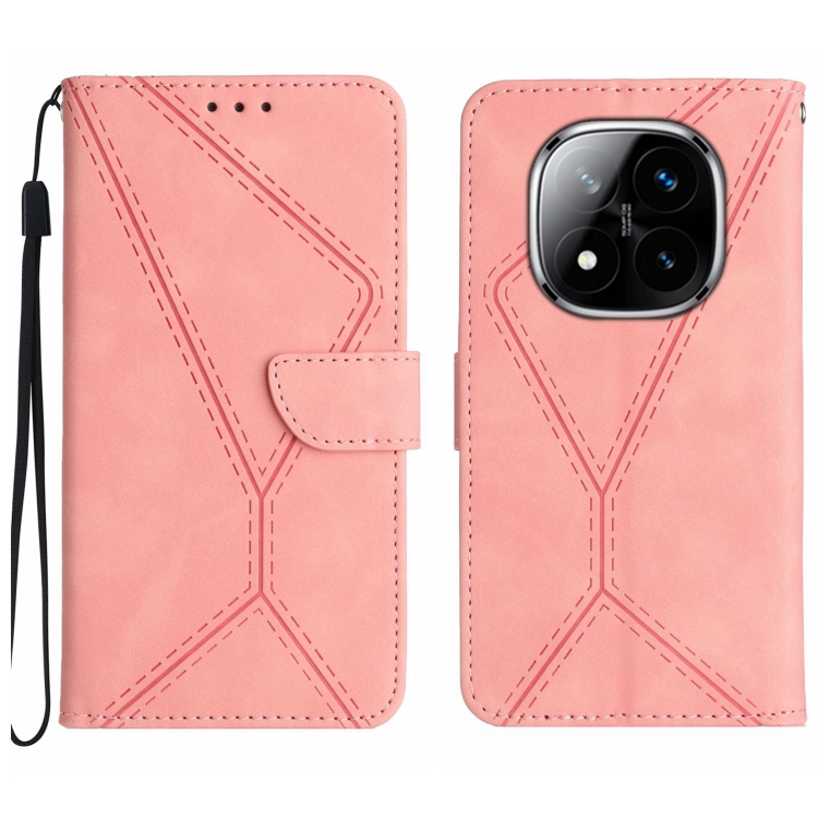 

For Redmi Note 14 Pro+ 5G Stitching Embossed Leather Phone Case(Pink)