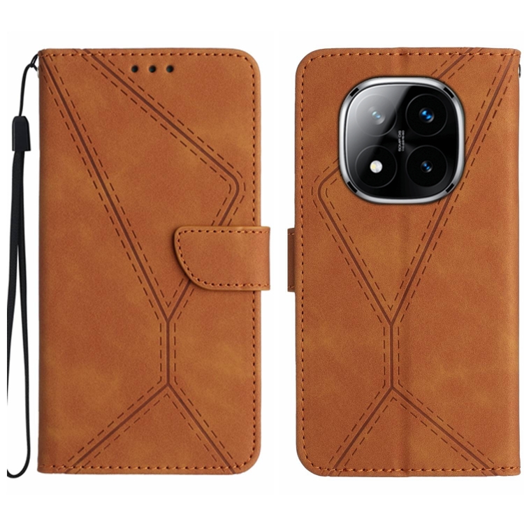 

For Redmi Note 14 Pro+ 5G Stitching Embossed Leather Phone Case(Brown)