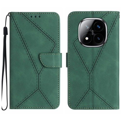 

For Redmi Note 14 Pro+ 5G Stitching Embossed Leather Phone Case(Green)