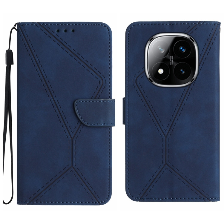 

For Redmi Note 14 Pro+ 5G Stitching Embossed Leather Phone Case(Blue)