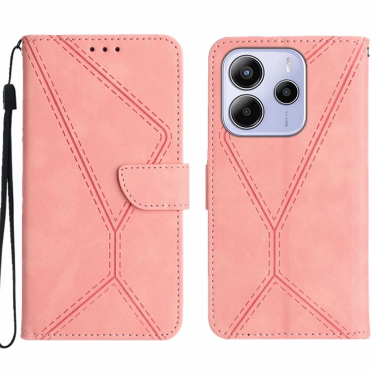 

For Redmi Note 14 4G 163.25mm Stitching Embossed Leather Phone Case(Pink)