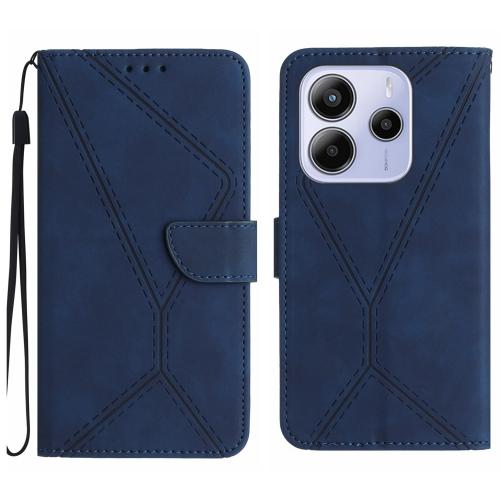 

For Redmi Note 14 4G 163.25mm Stitching Embossed Leather Phone Case(Blue)