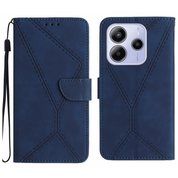 

For Redmi Note 14 4G 164.84mm EU Version Stitching Embossed Leather Phone Case(Blue)