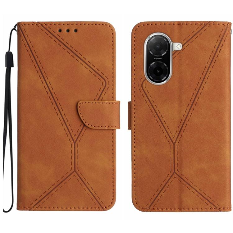 

For Redmi A5 4G 171.7mm / Poco C71 Stitching Embossed Leather Phone Case(Brown)