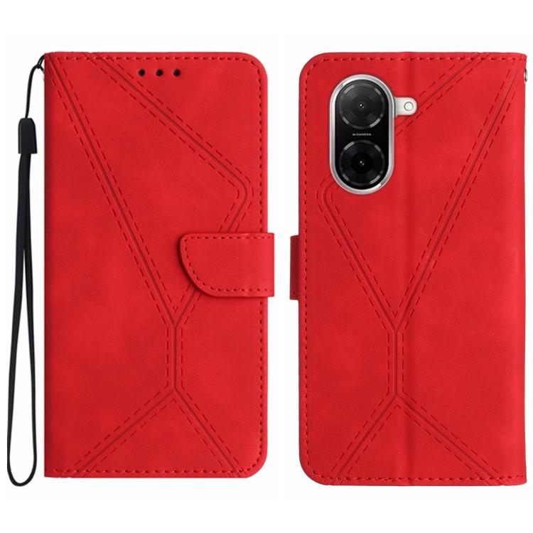 

For Redmi A5 4G 173.3mm Stitching Embossed Leather Phone Case(Red)