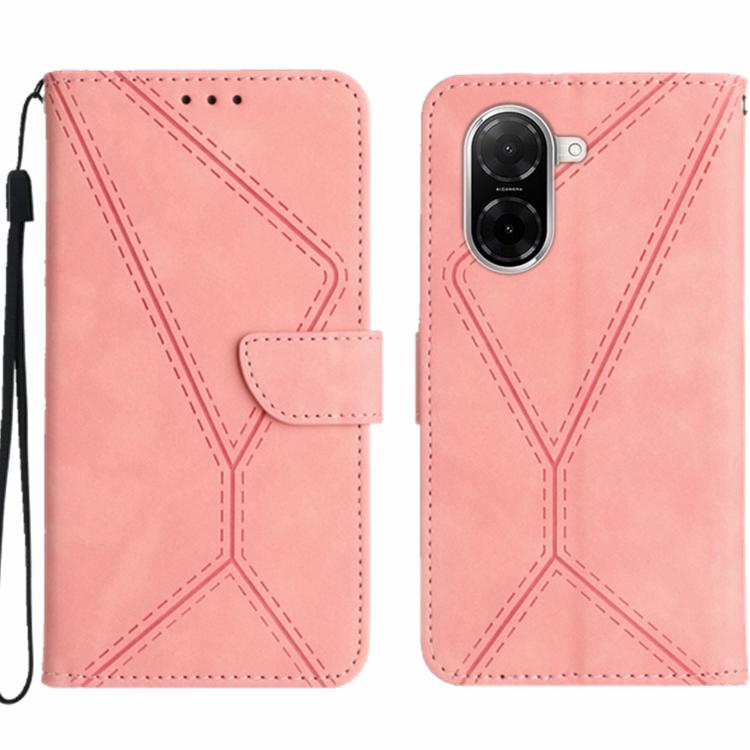 

For Redmi A5 4G 173.3mm Stitching Embossed Leather Phone Case(Pink)