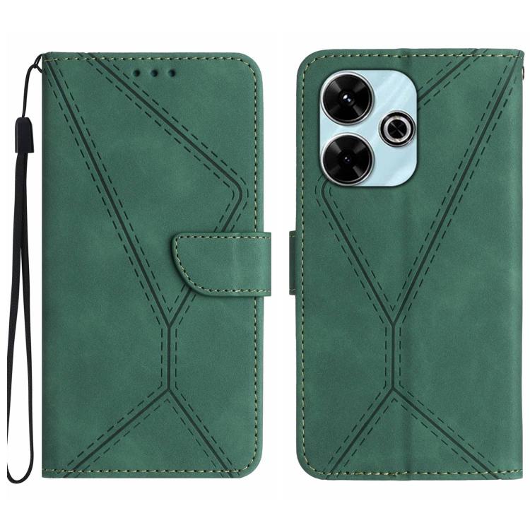 

For Redmi 13x Stitching Embossed Leather Phone Case(Green)