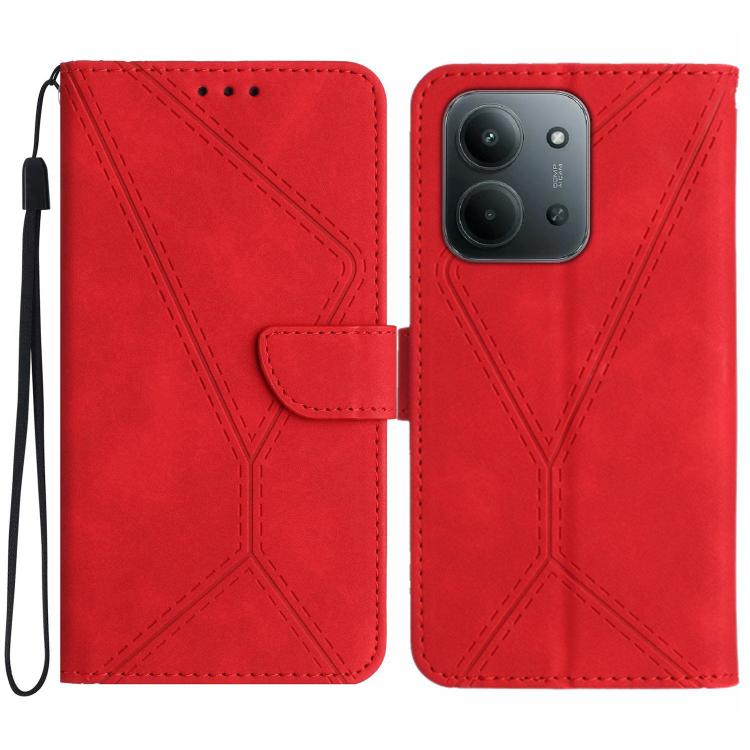 

For Redmi 15C 4G 171.5mm / Poco C85 4G Stitching Embossed Leather Phone Case(Red)