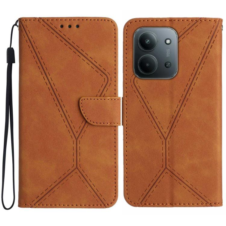 

For Redmi 15C 5G / 4G Global 171mm Stitching Embossed Leather Phone Case(Brown)